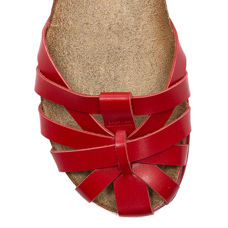 Maciejka Leather Flat Woven Sandals Red 03074-08/00-0