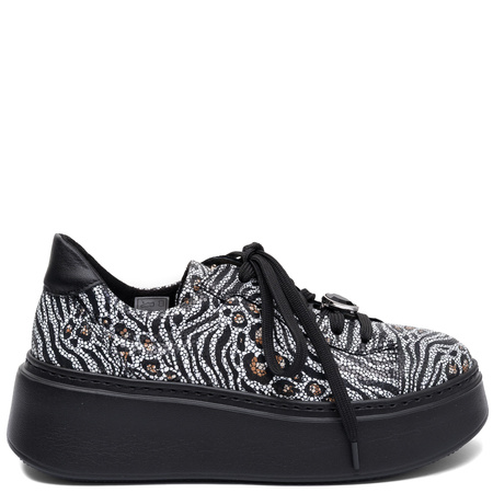 Maciejka Women's Genuine Leather Platform Sneakers White And Black 6191W-25/00-8