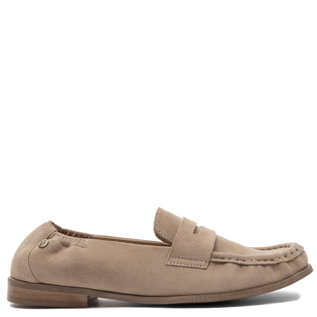 Maciejka Leather Loafers Suede Finish Penny Moc Toe Beige HJ764-04/00-1