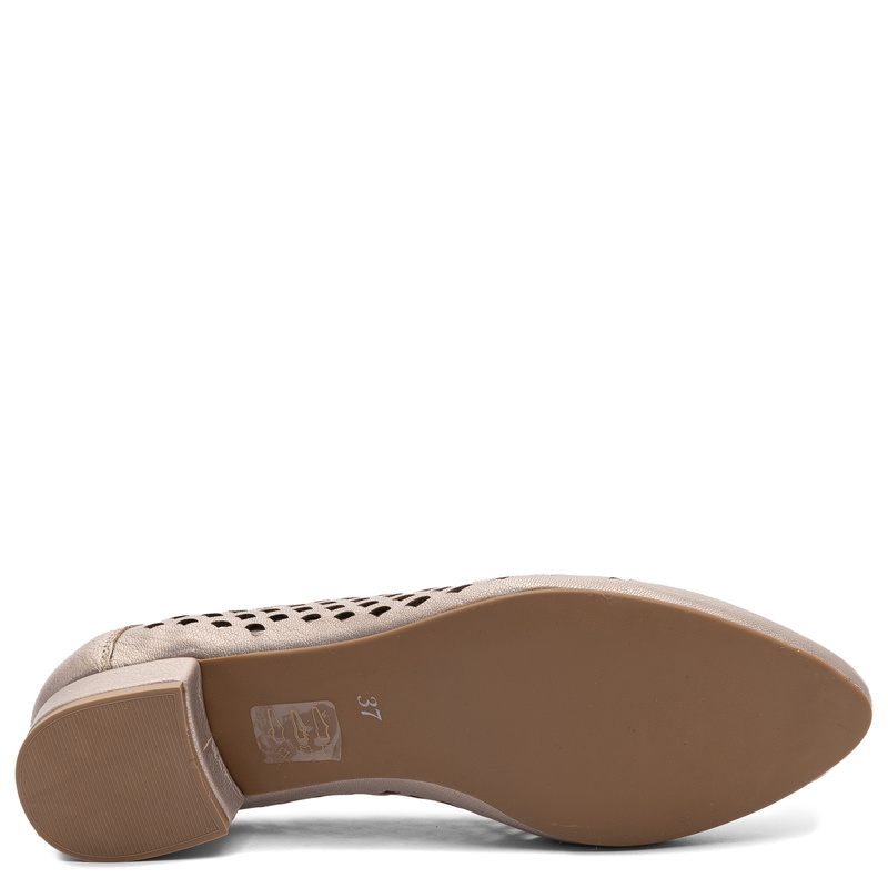 Maciejka Leather Openwork Low-Top Shoes, Gold 1107-2-GOLD