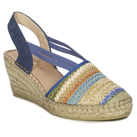 Maciejka Espadryle półbuty damskie na koturnach jeans F6525-06/00-1