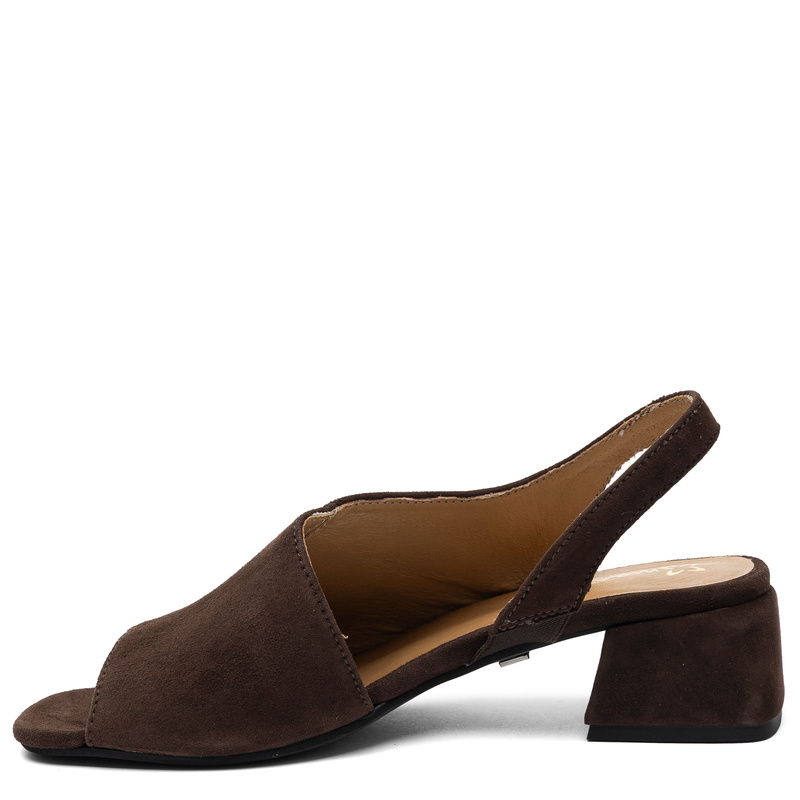 Maciejka Leather Suede Block Heel Sandals Brown 06975-02/00-1