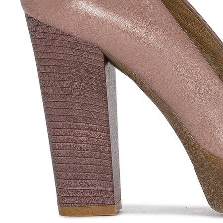 Maciejka Leather Pumps Platform Block Heel Pink Nude 02629-28/00-1