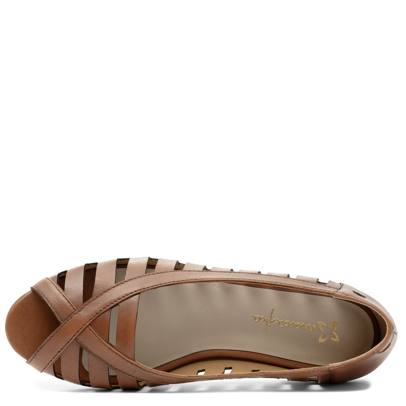 Maciejka Leather Ballet Flats Cutout Peep-Toe Brown P7540-29/00-1