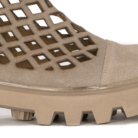 Maciejka Women's Beige openwork leather ankle boots