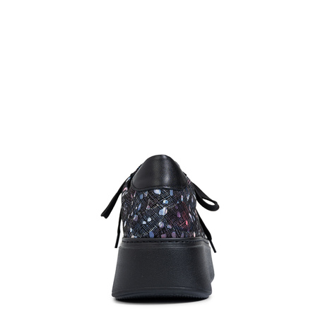 Maciejka Leather Platform Sneakers With Confetti Print, Black 6191W-04/00-8