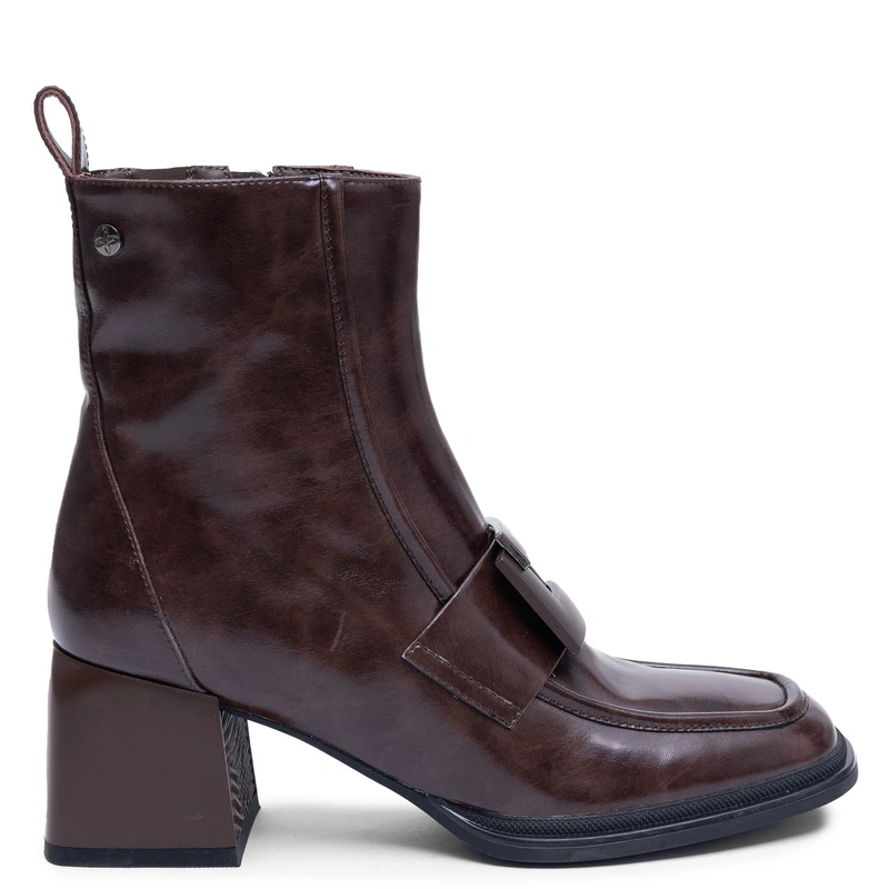 Maciejka Leather Ankle Boots Elegant Block Heel Brown K7788-02/00-7