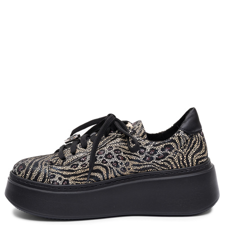 Maciejka Genuine Leather Platform Sneakers Patterned Beige 6191W-26/00-8