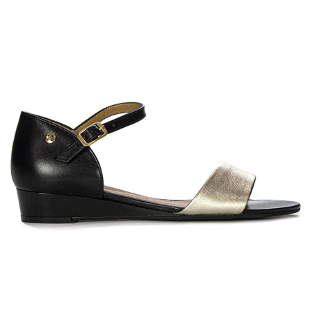 Maciejka Leather Black and Gold Women's Sandals 06486-20/00-1