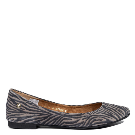 Maciejka Suede Leather Ballerinas Almond Toe Beige-Black 4100W-01/00-8