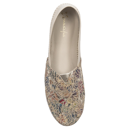 Maciejka leather loafers laser-cut floral beige 1930B-04/00-0