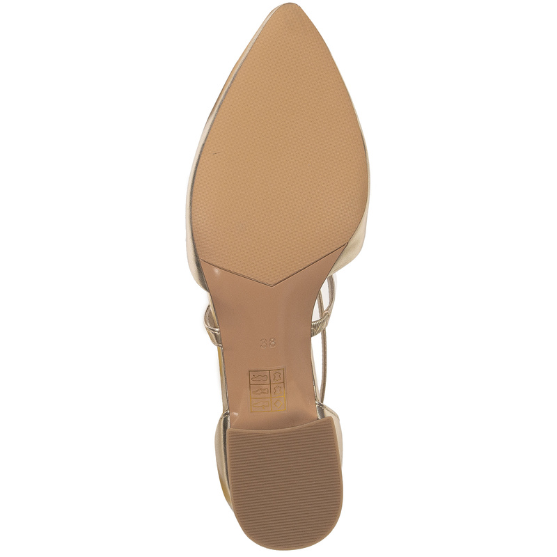 Maciejka Leather Pumps With Cross Straps Low Block Heel Gold K6807-25/00-1