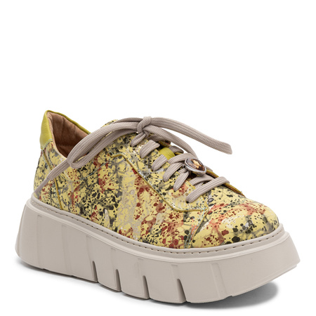 Maciejka Leather Platform Derby Lace-Ups Patterned Green-Yellow 06891-07/00-8