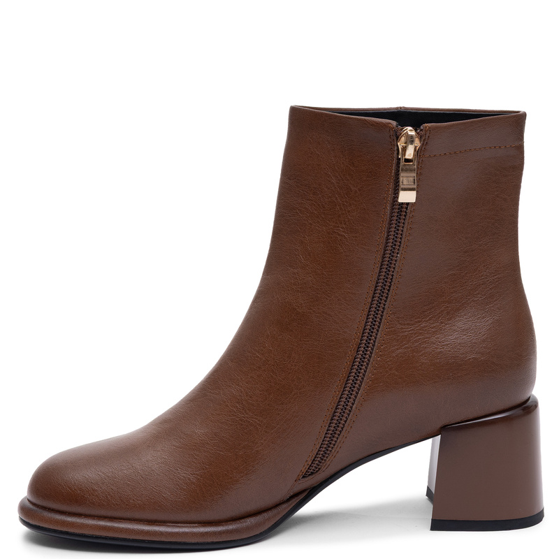 Maciejka Women's Leather Insulated Block Heel Ankle Boots Cognac Brown K7753-29/00-7