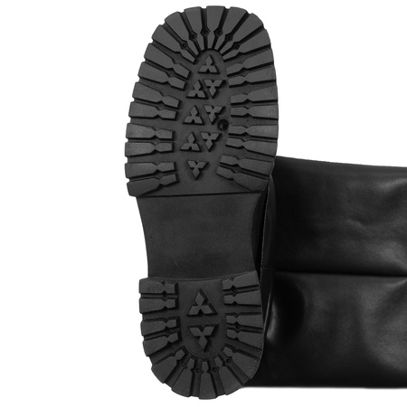 Maciejka Slouchy Leather Boots Flat Heel Black K7208-01/00-8