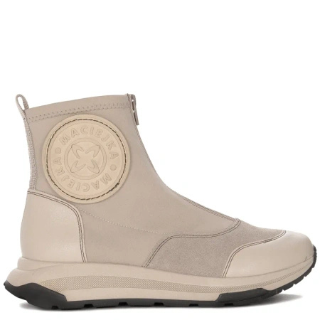 Maciejka Craftsmanship Leather-Textile Ankle Boots Front-Zip Light Beige 06297-22/00-8