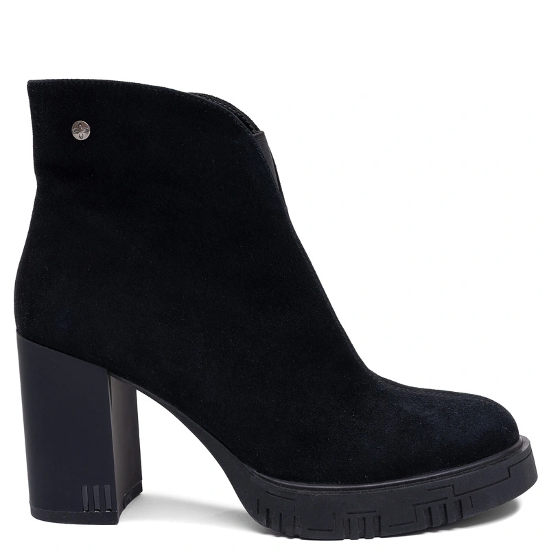 Maciejka Black Suede Ankle Boots Block Heel Platform K7700-01/00-7