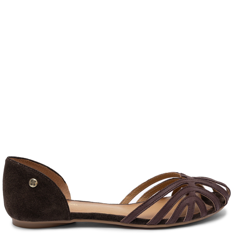 Maciejka Skórzane Sandały Damskie Płaskie Ażurowe Brązowe Czekoladowe 07546-02/00-1