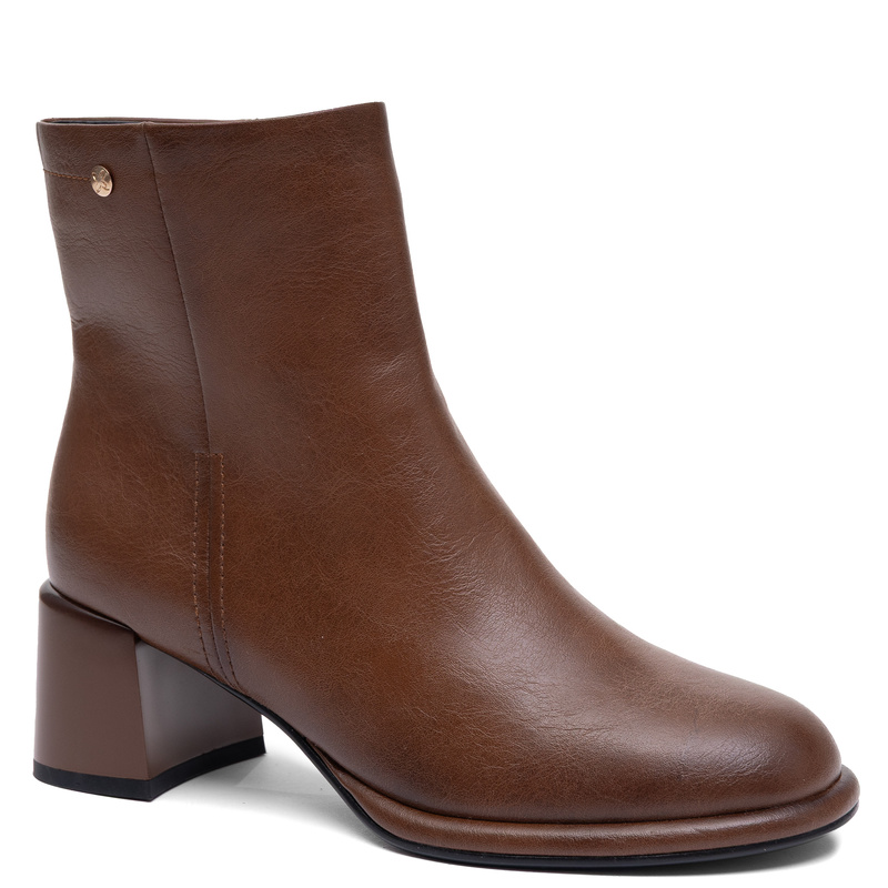 Maciejka Women's Leather Insulated Block Heel Ankle Boots Cognac Brown K7753-29/00-7
