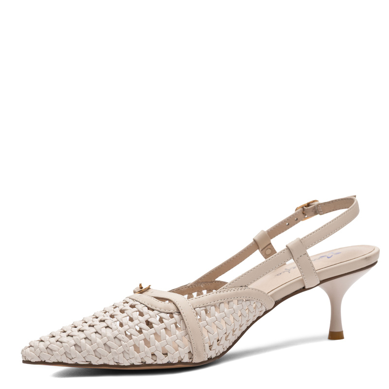Maciejka Slingback Pumps Woven Leather Pointed Toe Beige K7446-22/00-1