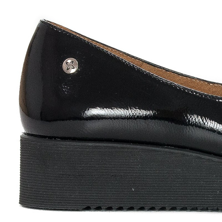 Maciejka leather patent platform loafers with bow black 05062-01/00-5