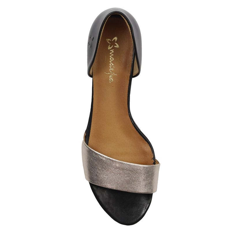 Maciejka Leather Black + Gold Women's Sandals 01971-67/00-5