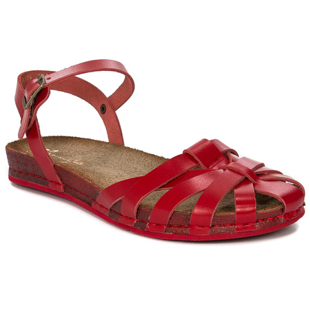 Maciejka Leather Flat Woven Sandals Red 03074-08/00-0