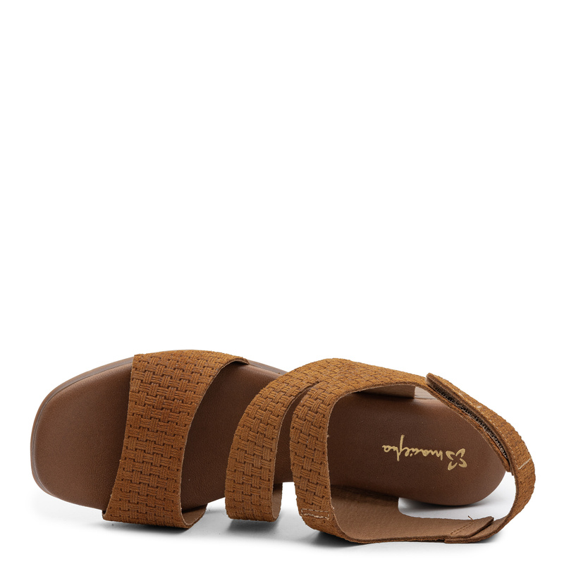 Maciejka Suede Block Heel Sandals Artistic Design Brown E7401-29/00-1