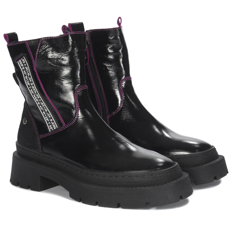 Maciejka Black + Fuchsia Leather Women's Boots