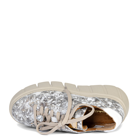 Maciejka Artisanal Handcrafted Women's Leather Platform Sneakers Beige 6891W-02/00-8