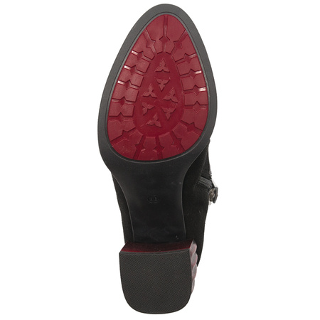 Maciejka Botki na słupku skóra naturalna czarne