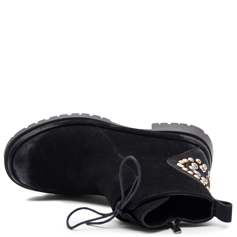 Maciejka Leather Lace-Up Boots with Decorative Studs Black K7747-01/00-7