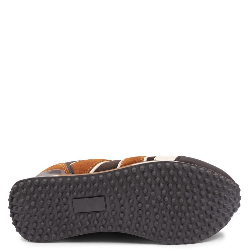 Maciejka Wielokolorowe Skórzane Sneakersy Damskie Na Platformie Brązowe M7356-02/00-7