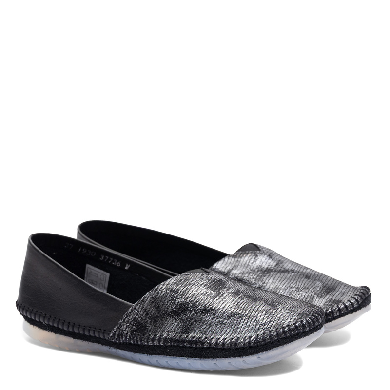 Maciejka Leather Loafers Artistic Silver Black 1930W-52/00-0