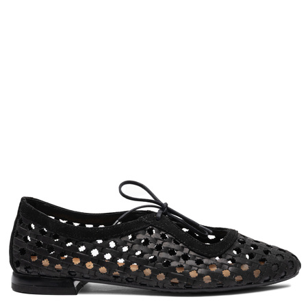 Maciejka Leather Perforated Lace-Up Flats Black 07303-01/00-1