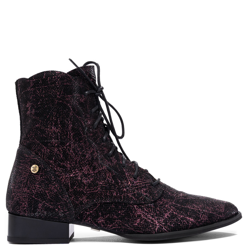 Maciejka Leather Artistic Ankle Boots Black Purple 6391W-44/00-1