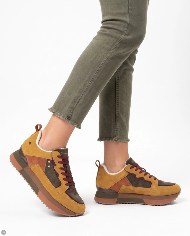 Maciejka Women's Suede Platform Sneakers, Casual Shoes Multicolor M7359-07/00-7