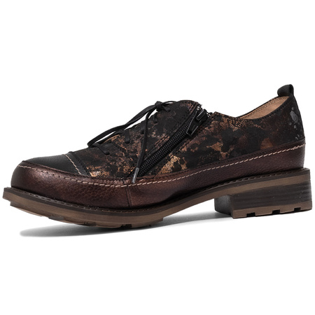 Maciejka Leather Lace-Up Shoes with Dual Zippers Textured Brown 07056-02-00-1