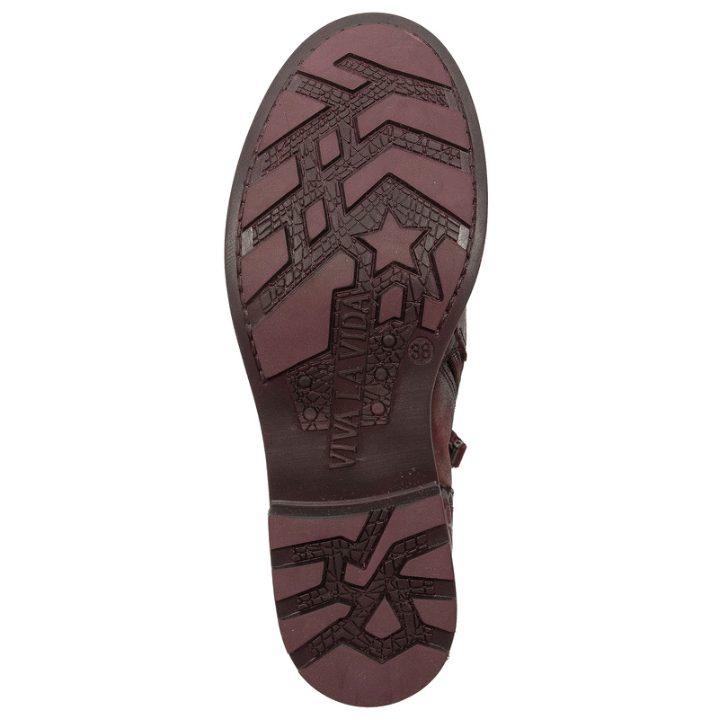 Maciejka Leather Flat Patterned Ankle Boots Burgundy 07006-23/00-8   