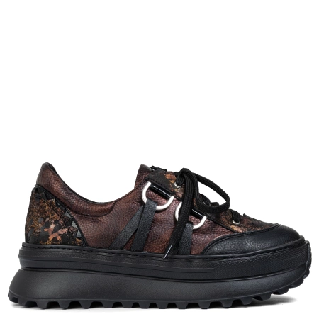 Maciejka Leather Platform Shoes with Unique Lacing System Bronze 06562-25/00-8