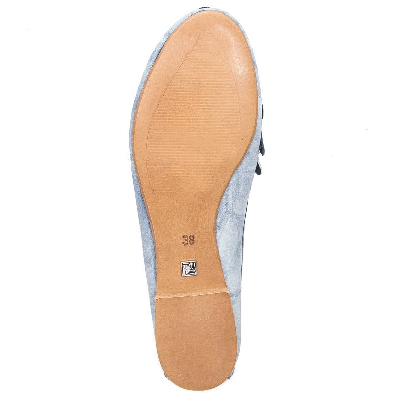 Maciejka Leather Ballet Flats Woven Toe Flat Heel Blue 01358-45-00-0