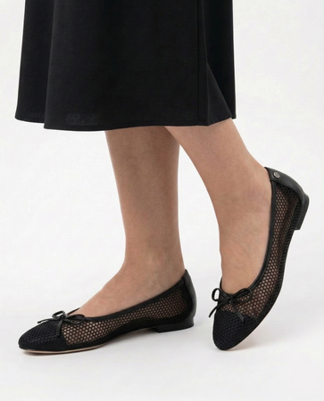 Maciejka Openwork Ballet Flats Almond Toe Black K7512-01/00-1