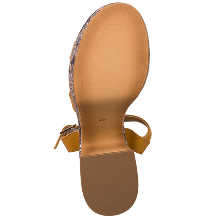 Maciejka Women's Sandals Natural Leather Yellow + Flowers