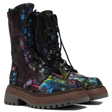 Maciejka Leather Work Boots Platform Side Zip Multicolor 06203-39/00-8