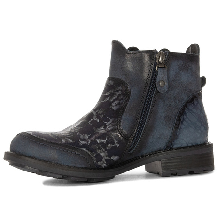 Maciejka Crafted Leather Ankle Boots Flat Heel Navy 07006-06/00-8