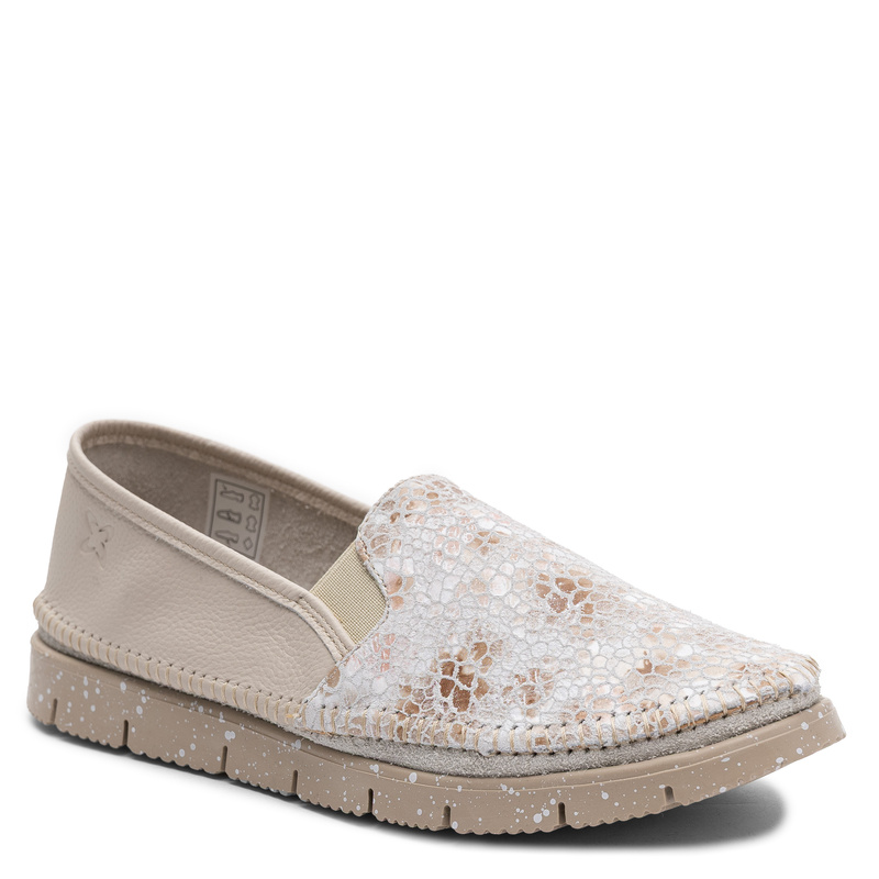 Maciejka Leather Slip-On Loafers Patterned Vamp Beige 03512-72/00-0