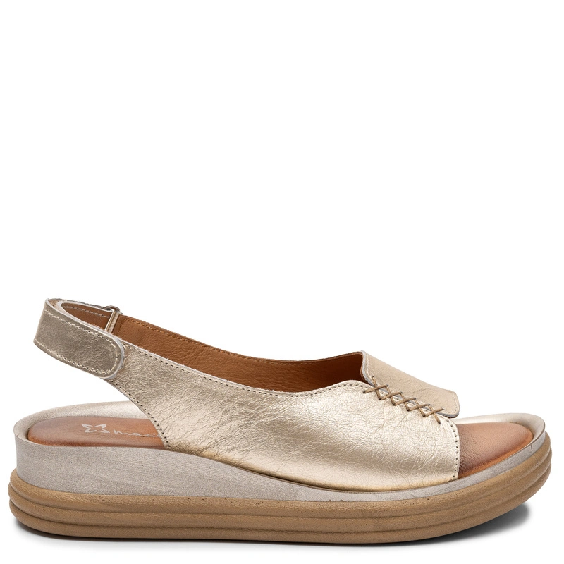 Maciejka Elegant Leather Wedge Sandals Women's Gold L7631-25/00-1