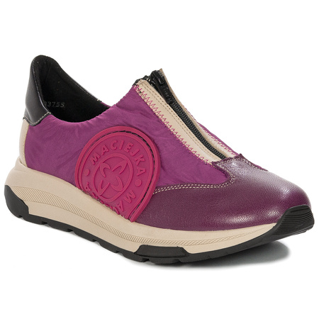Maciejka Leather Sneakers Front-Zip Platform Fuchsia 06296-15/00-8