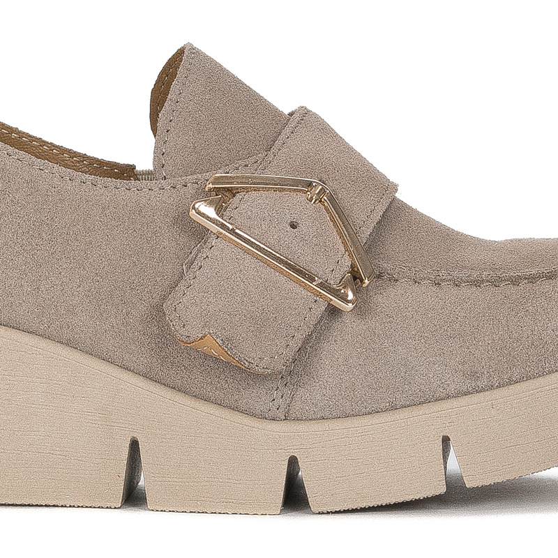 Maciejka Dark Beige Suede Leather Flat Shoes 05829-10/00-1