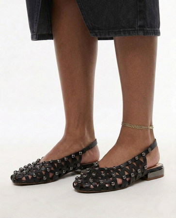 Maciejka Slingback Pumps Leather Cutout Studded Black K7480-01/00-0